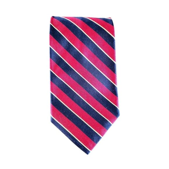 Brooks Brothers Men's Red, Navy & Gold Striped All-Silk Hand Made Tie 57" - Picture 1 of 3